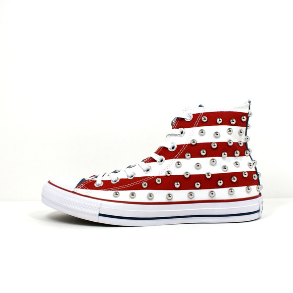 Converse Chuck Taylor Hi Tops Red White Blue Flag - Picture 4 of 6